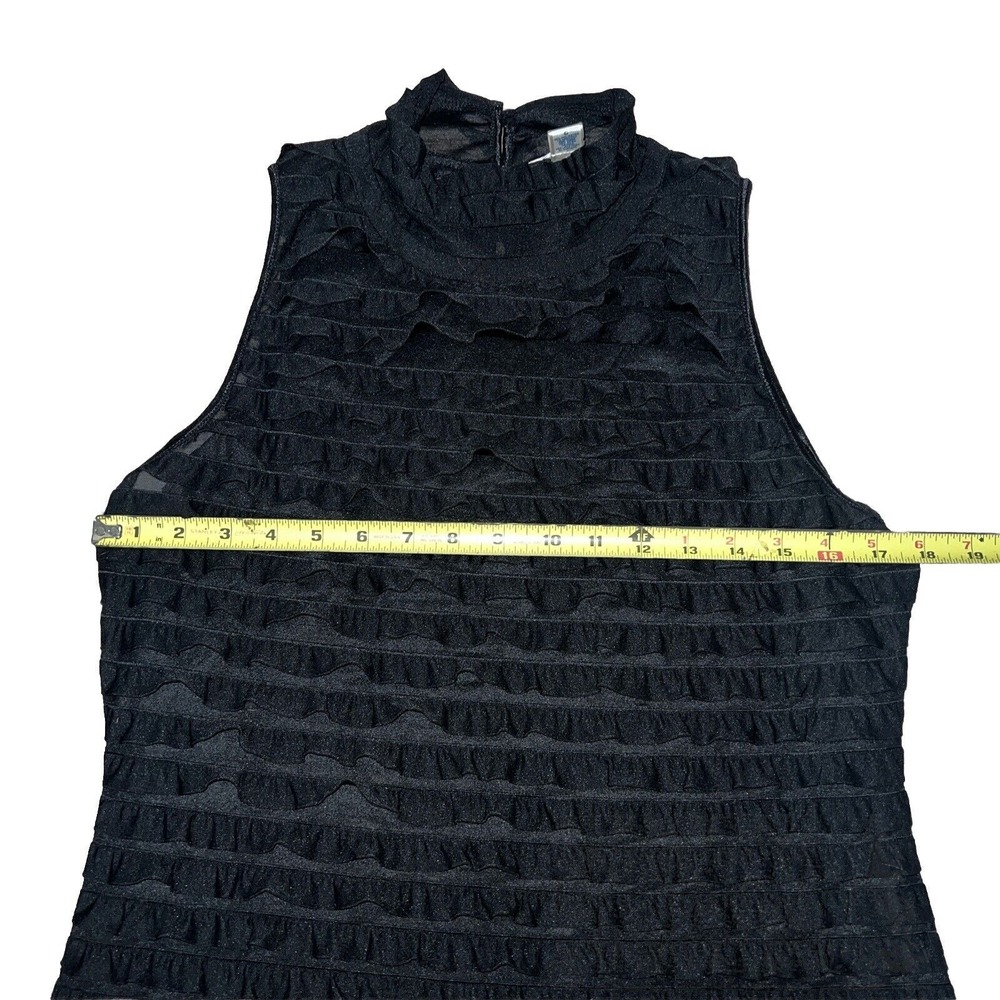 Black‎ Ruffle Gothy Sheer Top Witchy Derek Heart Button High Neck Size L - Picture 7 of 8